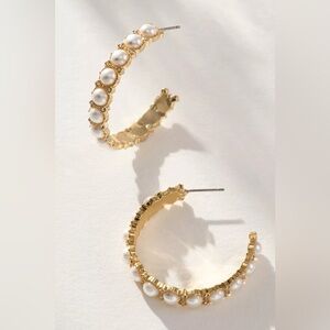 NWT Anthropologie BaubleBar Eloise Pearl Hoop Earrings
